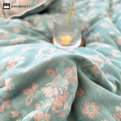 Couette en coton Jacquard Refresh à motif floral
