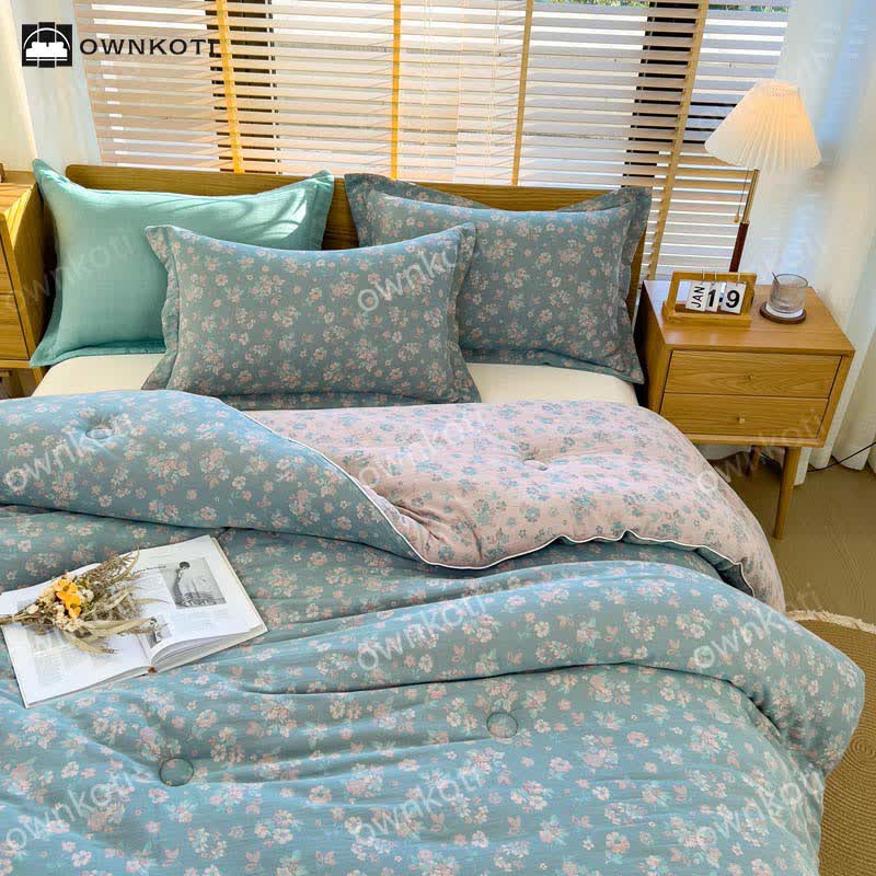 Couette en coton Jacquard Refresh à motif floral
