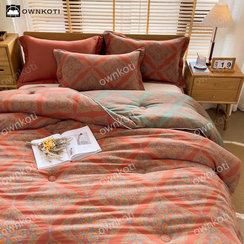 Couette jacquard en coton luxueux, chaud et doux