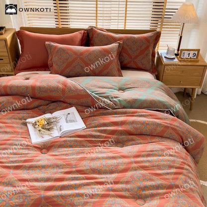 Couette jacquard en coton luxueux, chaud et doux