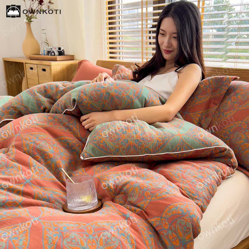 Couette jacquard en coton luxueux, chaud et doux