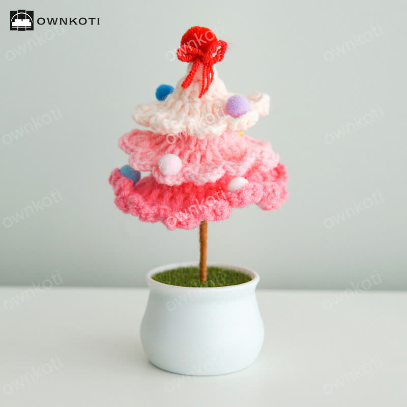 Décorations de sapin de Noël tissées à la main dans un pot