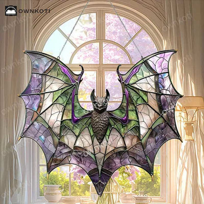 Décoration de fenêtre en forme de chauve-souris d'Halloween en acrylique