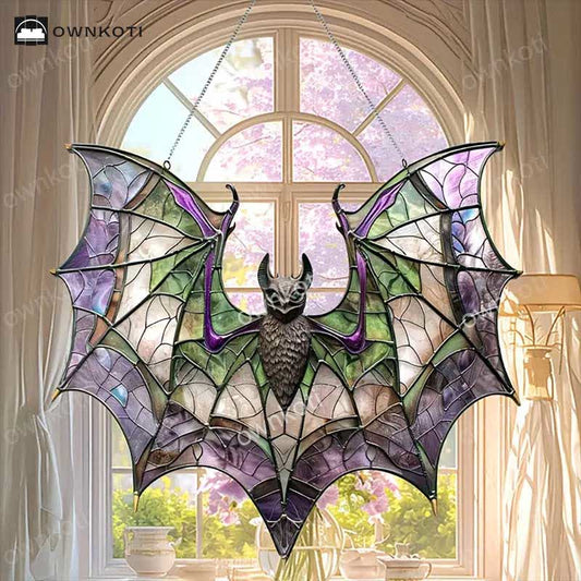 Décoration de fenêtre en forme de chauve-souris d'Halloween en acrylique