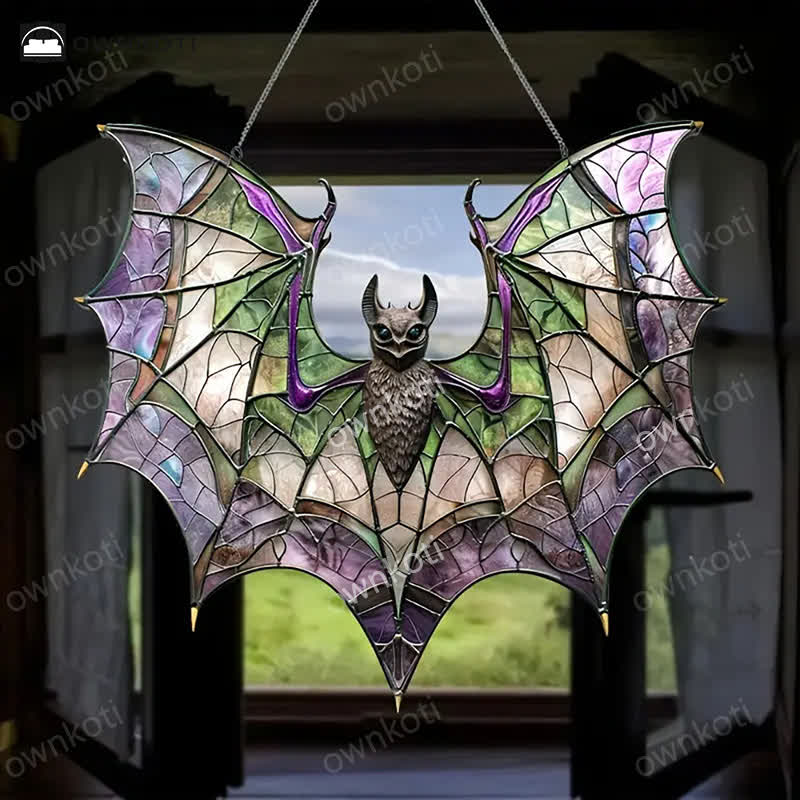 Décoration de fenêtre en forme de chauve-souris d'Halloween en acrylique