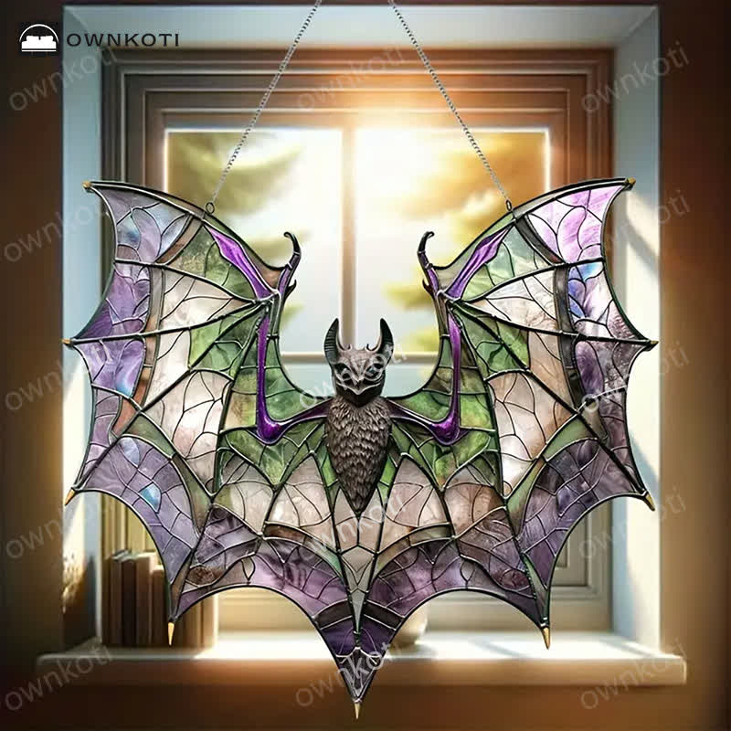 Décoration de fenêtre en forme de chauve-souris d'Halloween en acrylique