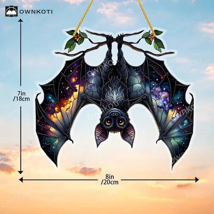 Décoration de fenêtre en forme de chauve-souris d'Halloween en acrylique