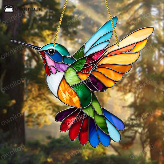 Oiseau acrylique coloré à accrocher à la fenêtre