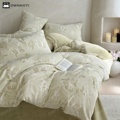 Parure de lit chaude en velours papillon (4 pièces)