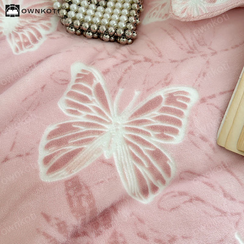 Parure de lit chaude en velours papillon (4 pièces)