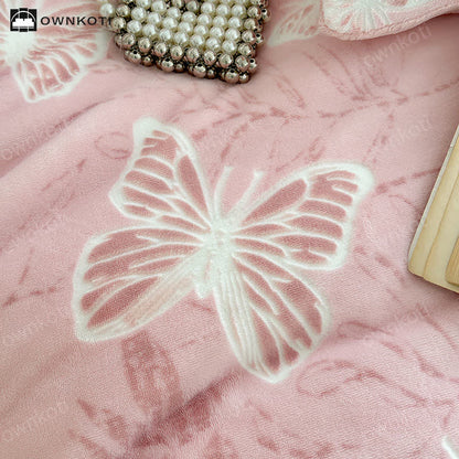 Parure de lit chaude en velours papillon (4 pièces)