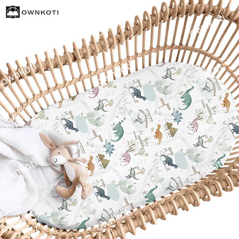 Drap de berceau extensible et doux avec motif dinosaure