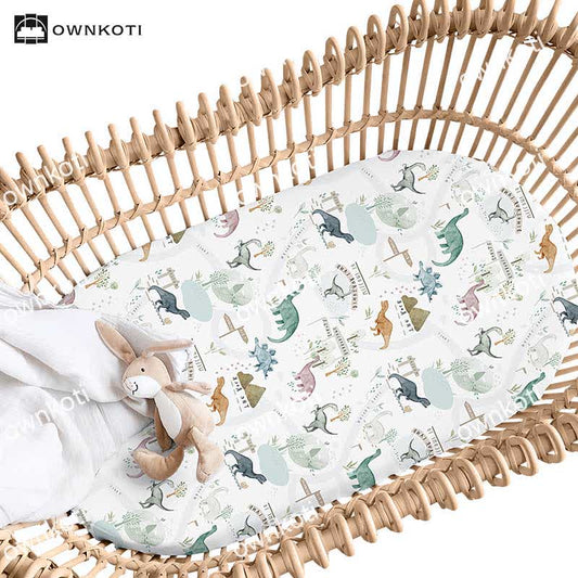 Drap de berceau extensible et doux avec motif dinosaure