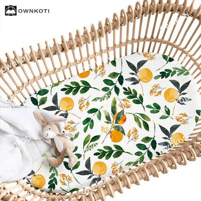 Drap-housse pour berceau doux et élastique, couleur orange campagne