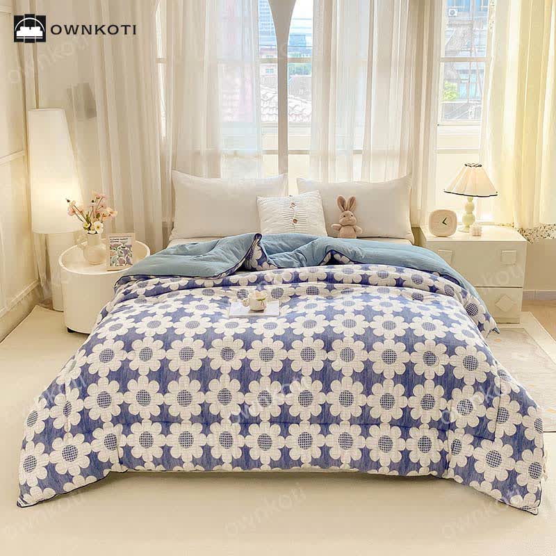 Couette chaude Refresh Flower en coton lavé