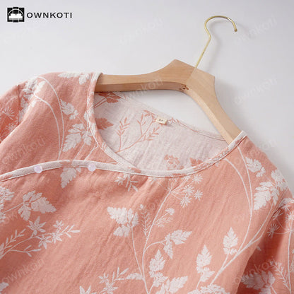 Ensemble pyjama jacquard en pur coton teint en fil