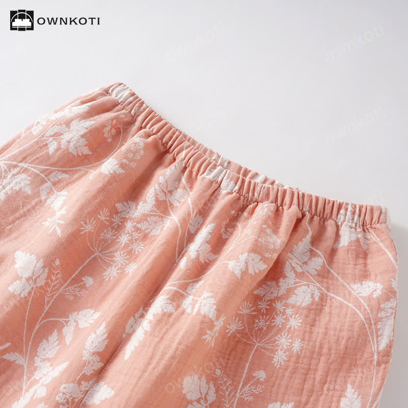 Ensemble pyjama jacquard en pur coton teint en fil