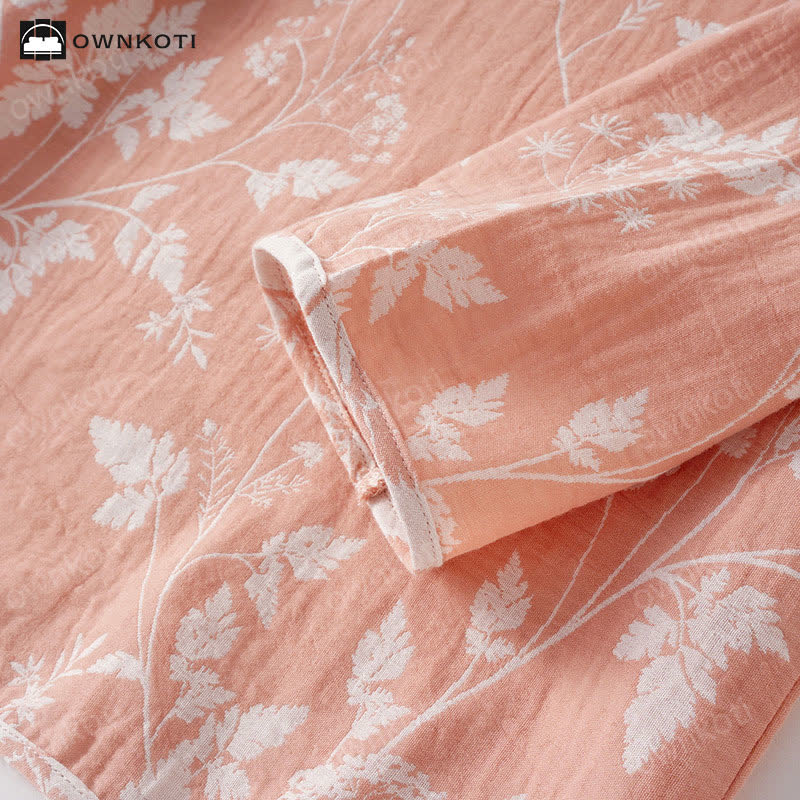 Ensemble pyjama jacquard en pur coton teint en fil