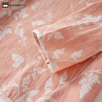 Ensemble pyjama jacquard en pur coton teint en fil