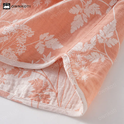 Ensemble pyjama jacquard en pur coton teint en fil