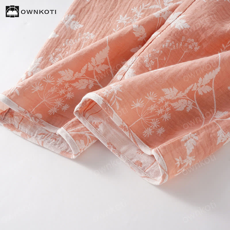 Ensemble pyjama jacquard en pur coton teint en fil