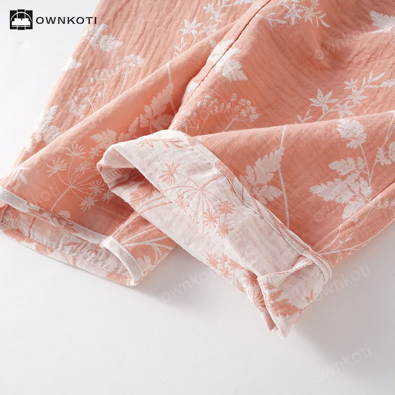 Ensemble pyjama jacquard en pur coton teint en fil