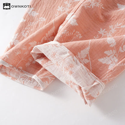 Ensemble pyjama jacquard en pur coton teint en fil