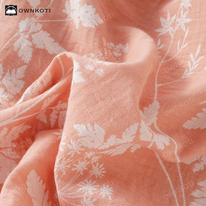 Ensemble pyjama jacquard en pur coton teint en fil