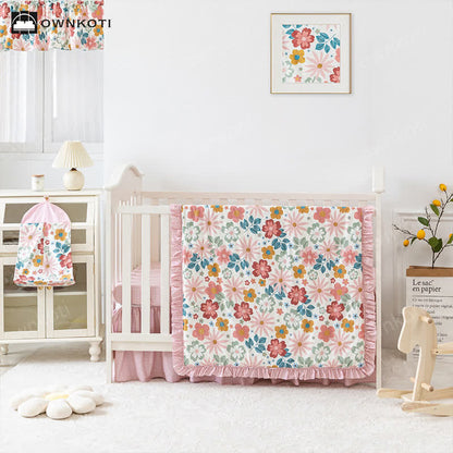 Parure de lit bébé en coton rose girly (3 pièces)