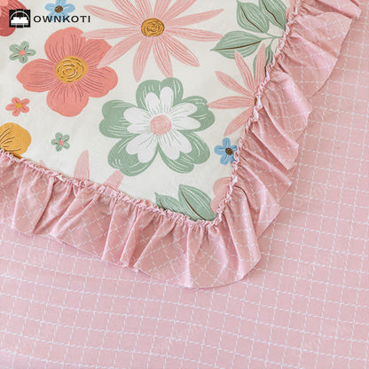 Parure de lit bébé en coton rose girly (3 pièces)