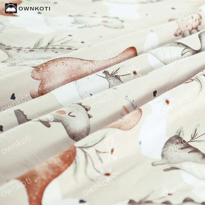 Drap-housse extensible et doux avec dinosaure arc-en-ciel