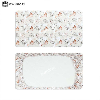 Drap-housse extensible et doux avec dinosaure arc-en-ciel