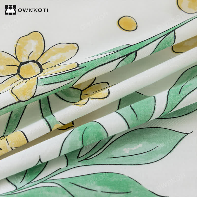 Parure de lit florale en pur coton pour lit d'enfant (3 pièces)
