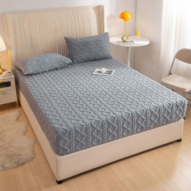 Drap-housse en polaire uni avec structure en losange