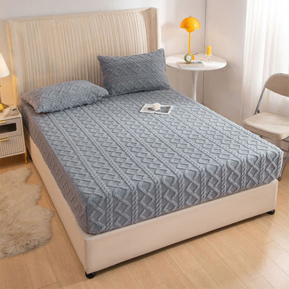 Drap-housse en polaire uni avec structure en losange