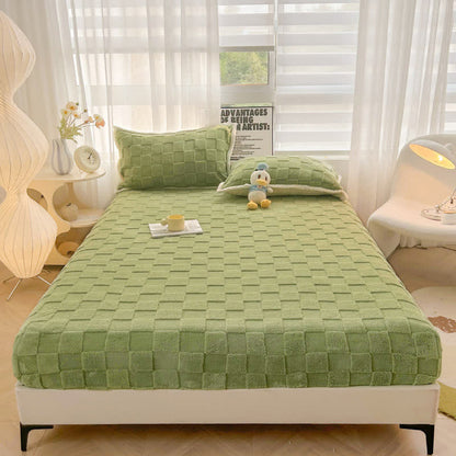 Drap-housse en polaire uni à motif damier