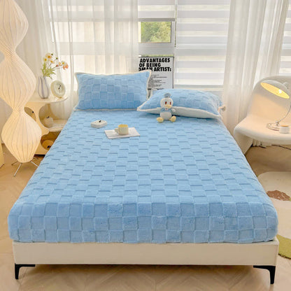 Drap-housse en polaire uni à motif damier