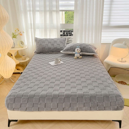 Drap-housse en polaire uni à motif damier