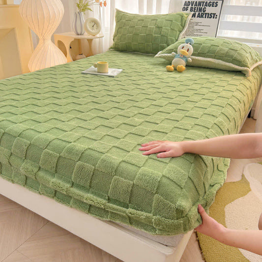 Drap-housse en polaire uni à motif damier