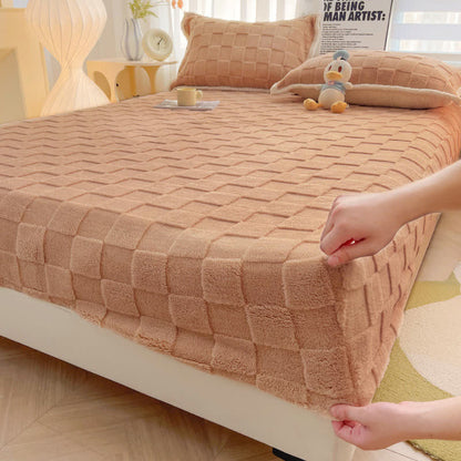 Drap-housse en polaire uni à motif damier