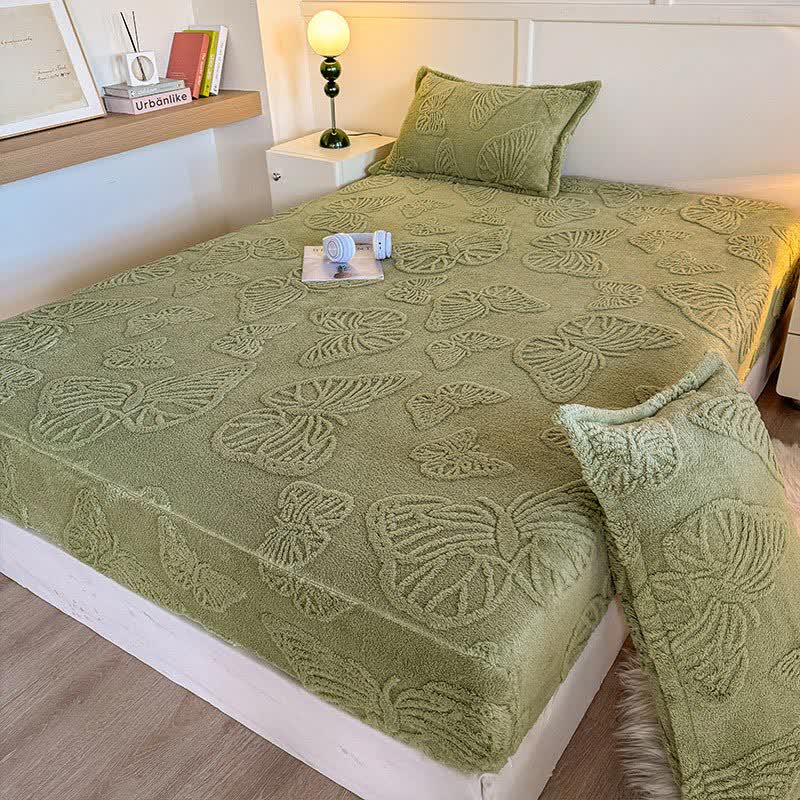 Drap-housse d'hiver en polaire à motif papillon élégant