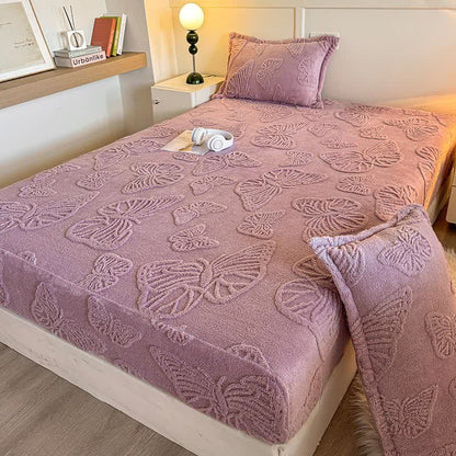 Drap-housse d'hiver en polaire à motif papillon élégant