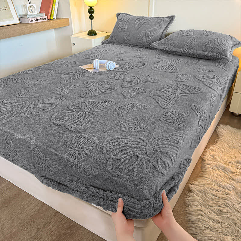 Drap-housse d'hiver en polaire à motif papillon élégant