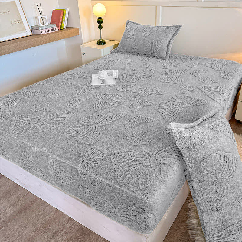 Drap-housse d'hiver en polaire à motif papillon élégant
