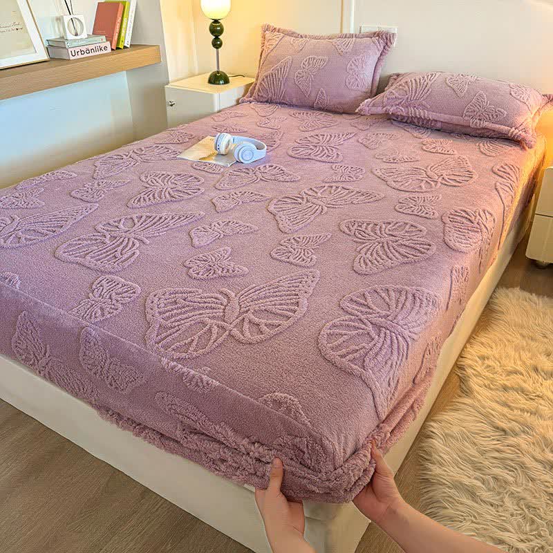 Drap-housse d'hiver en polaire à motif papillon élégant