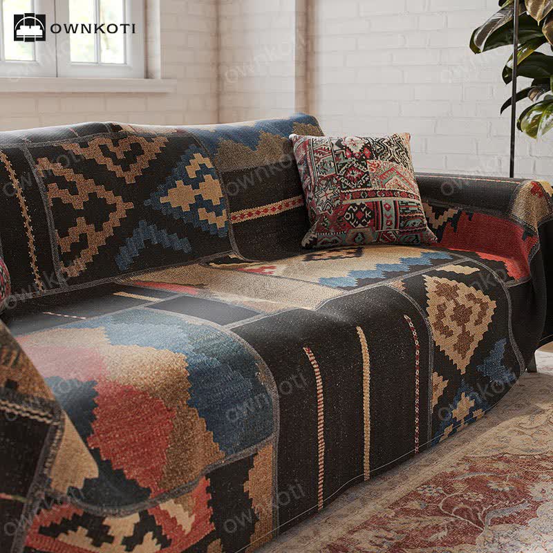 Housse de canapé multifonctionnelle à motif géométrique chic