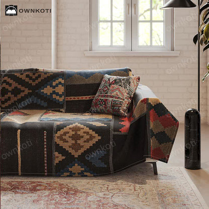 Housse de canapé multifonctionnelle à motif géométrique chic