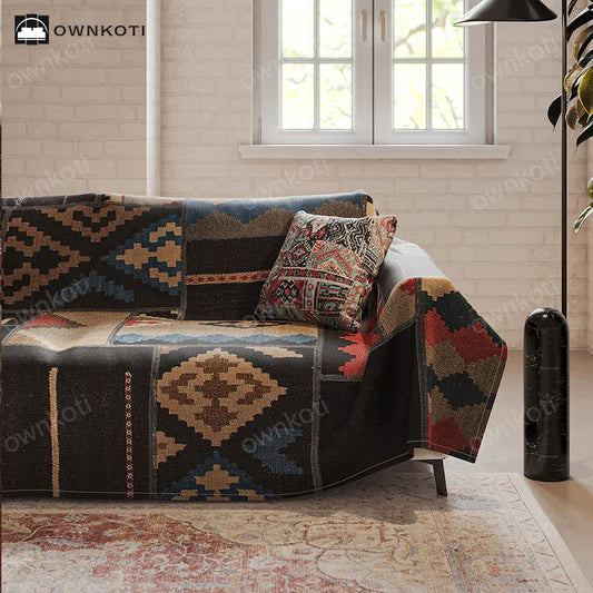 Housse de canapé multifonctionnelle à motif géométrique chic