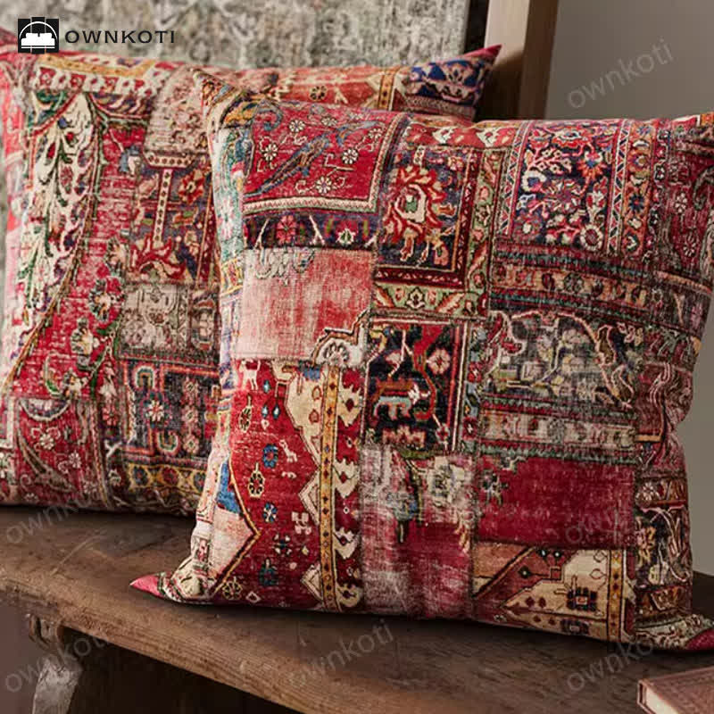 Coussin décoratif patchwork exotique oriental