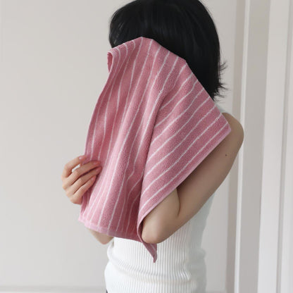 Serviette en coton peigné, rayée, absorbante